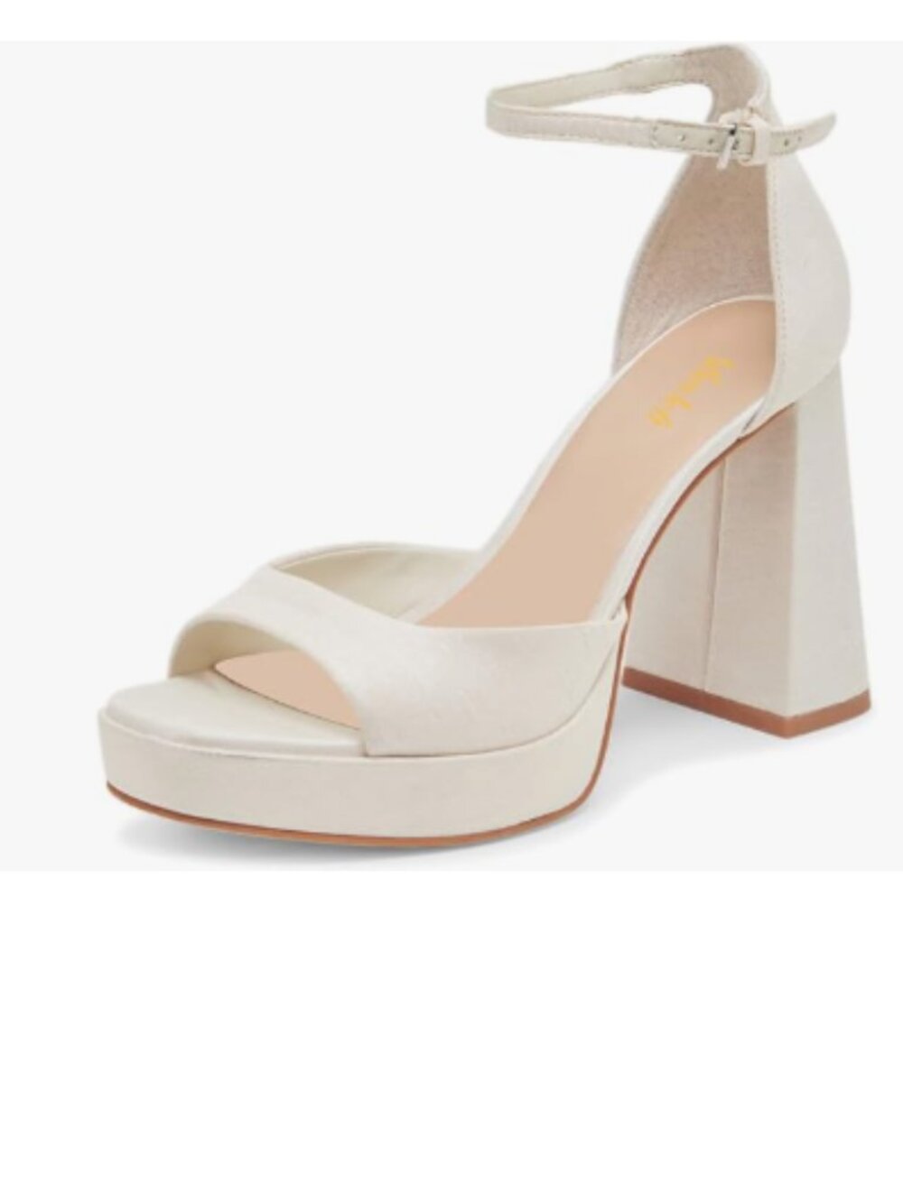 miss left White Open Toe Platform Block Heeled Sandals Ankle Strap Buckled Shoes